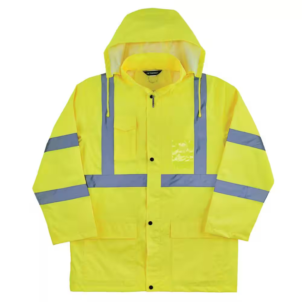 Ergodyne GloWear 8366 Hi Vis Rain Jacket XL Lime Waterproof Reflective Workwear