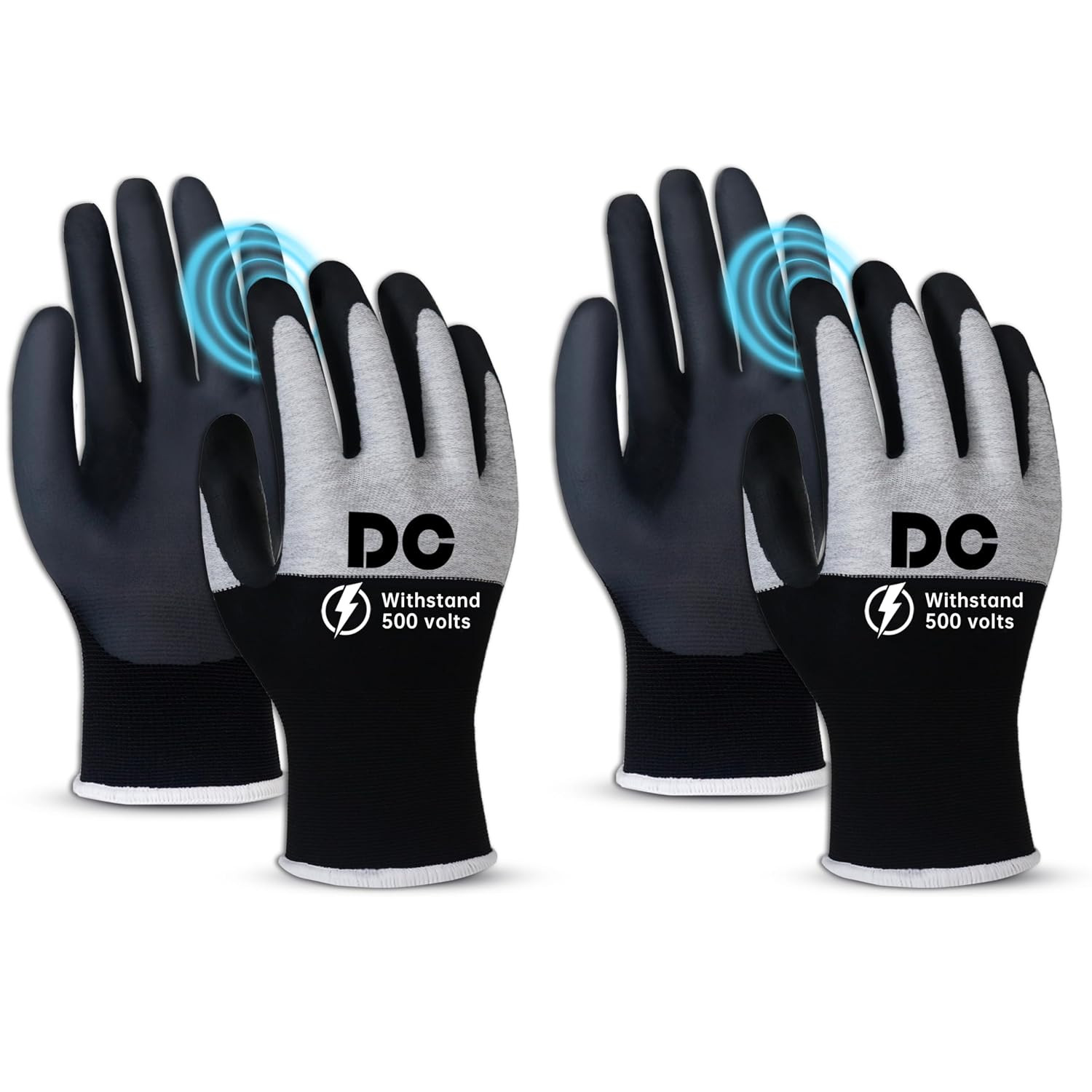2 Pairs Insulated Electrician Gloves 500V Touch-Screen Voltage/Flame