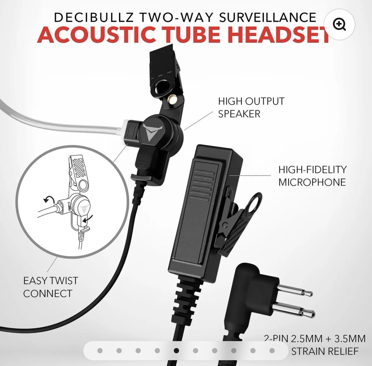 Decibullz Two Way Acoustic Tube Surveillance Moldable Isolation Earpiece NEW