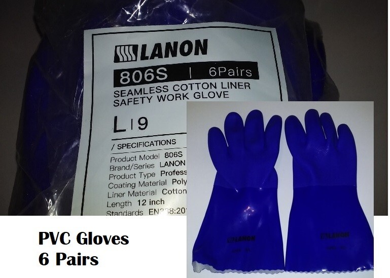 Work Gloves PVC Lanon 806S LARGE Seamless Cotton Liner 1 Pair NEW