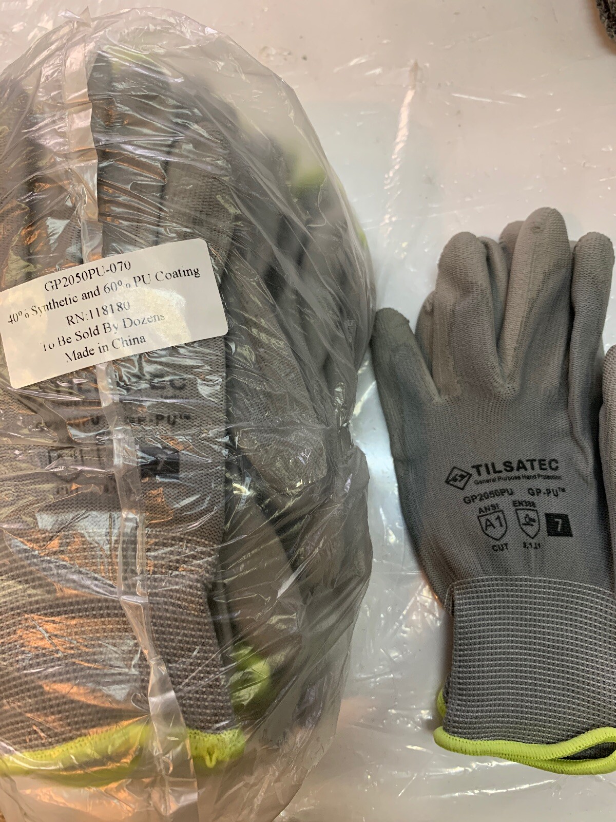 Tilsatec GP2050PU 40% Synthetic And 60% PU Coating Gloves 12 Pairs New Size 7