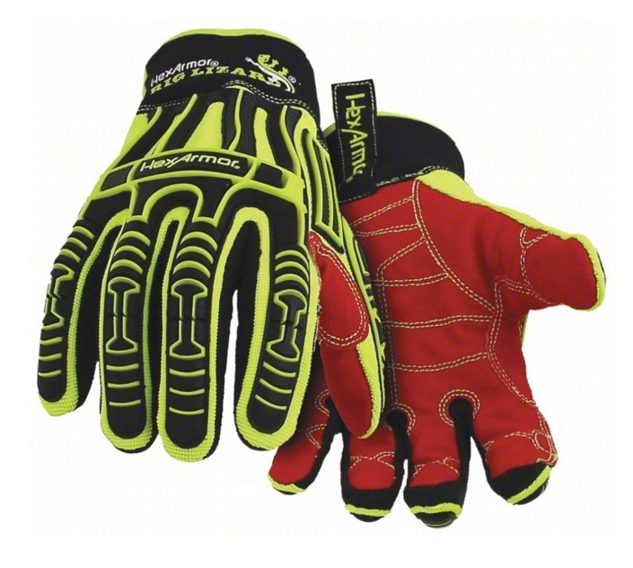 HexArmor Rig Lizard 2021 XXL Impact Resistant Gloves, Cut Resistant, Hi Vis