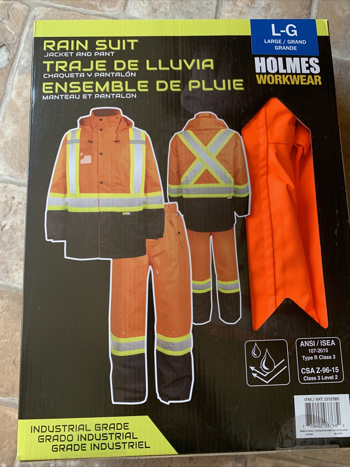 Holmes Workwear HI-VIS Reflective Rainsuit Orange Jacket & Pants. Size L.