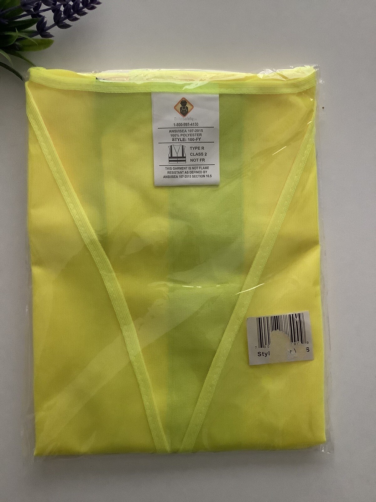 Brite Safety Type R Class 2 Style 100-FY-OS Yellow Vest ANSI/ISEA 107-2015 NEW