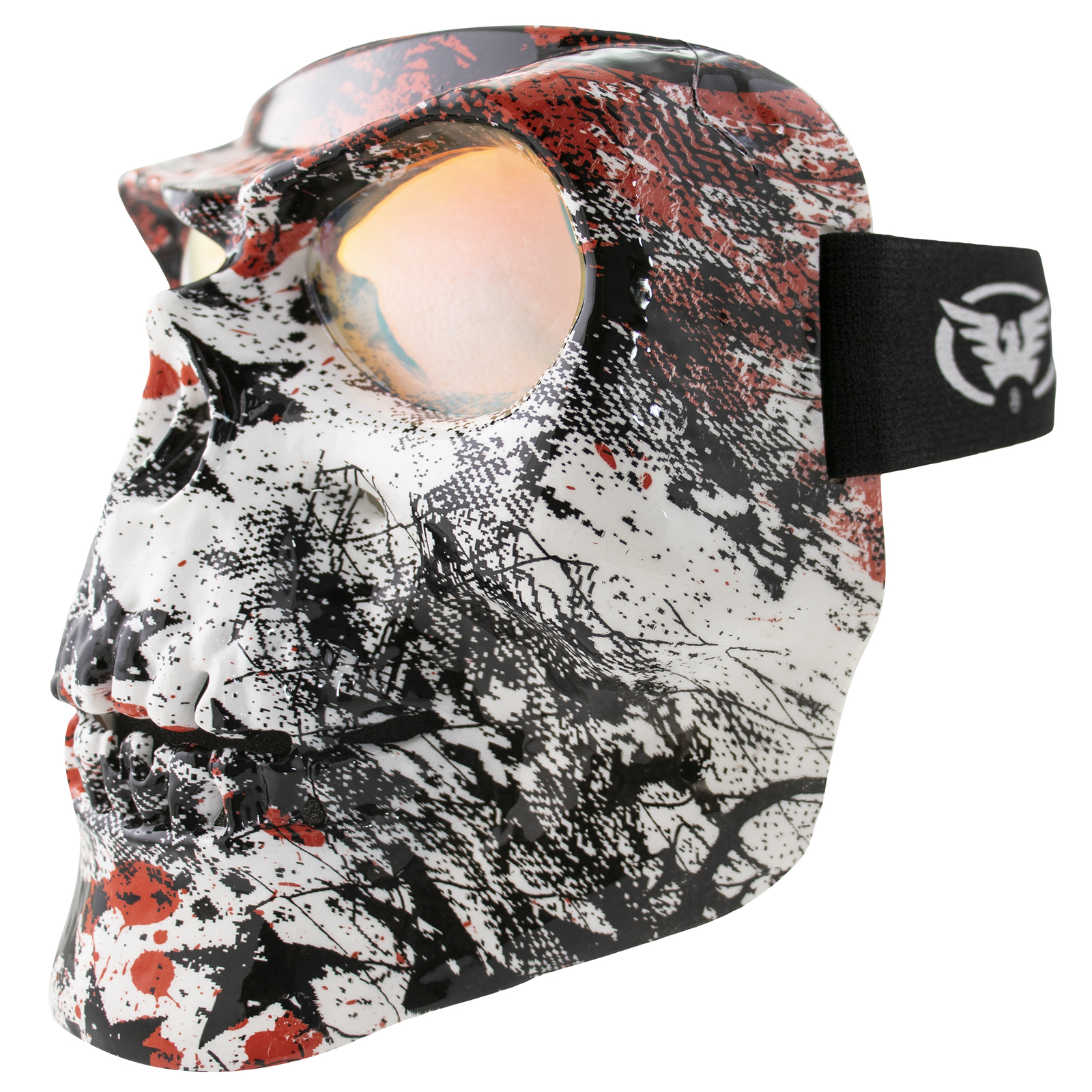 Global Vision Skull Mask Motorcycle Riding Goggles Full Face w/ Red Mirror Lens
