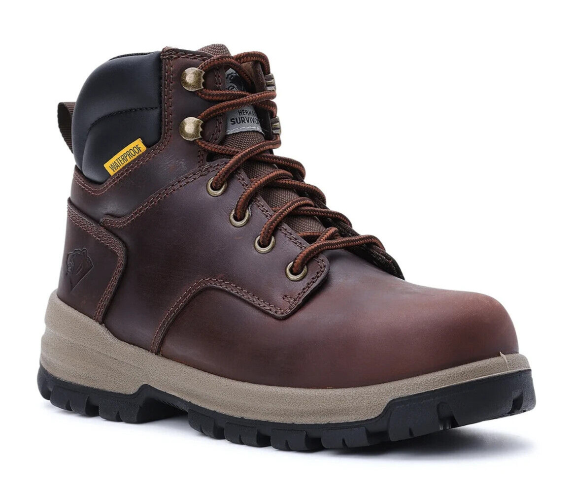 New Women’s Herman Survivors Brown Iselburg Leather Steel Toe Work Boots
