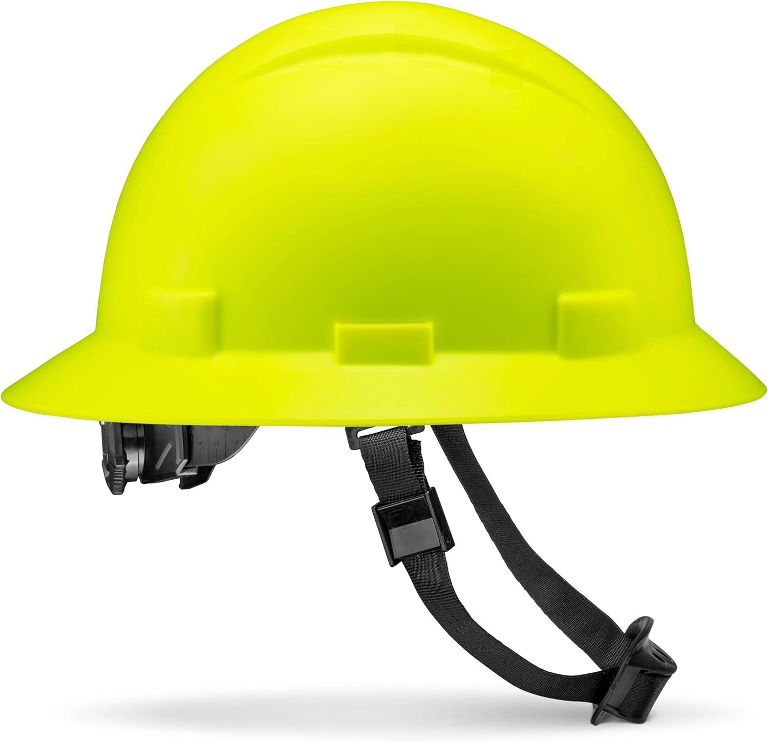 Acerpal full brim non-vented solid hi-vis lime OSHA hard hat ~6-point suspension
