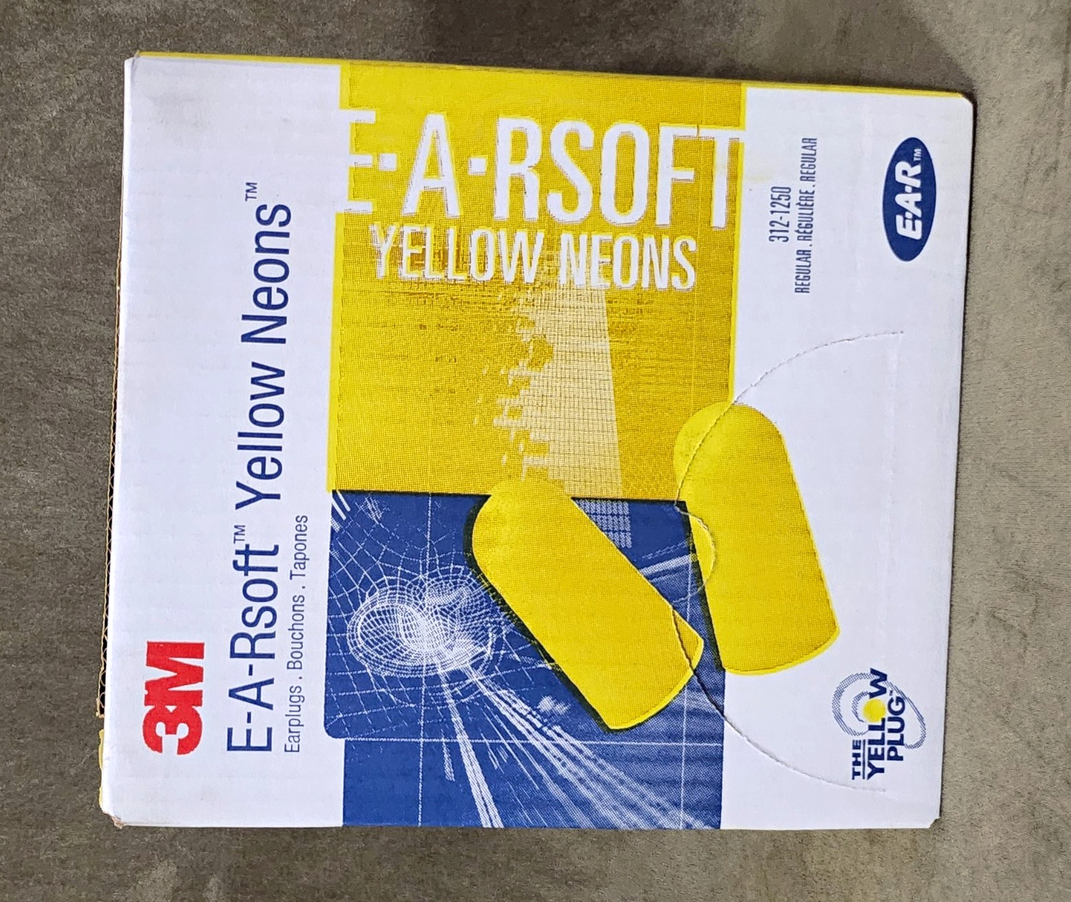 3M E-A-Rsoft Yellow Neons Earplugs, Model E-A-Rsoft Yellow Neons 312-1250