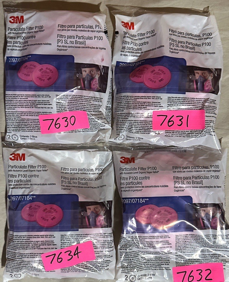 4 2PACS 3M 2097 P100 Replacement Particulate Filters Respirator Protection USA