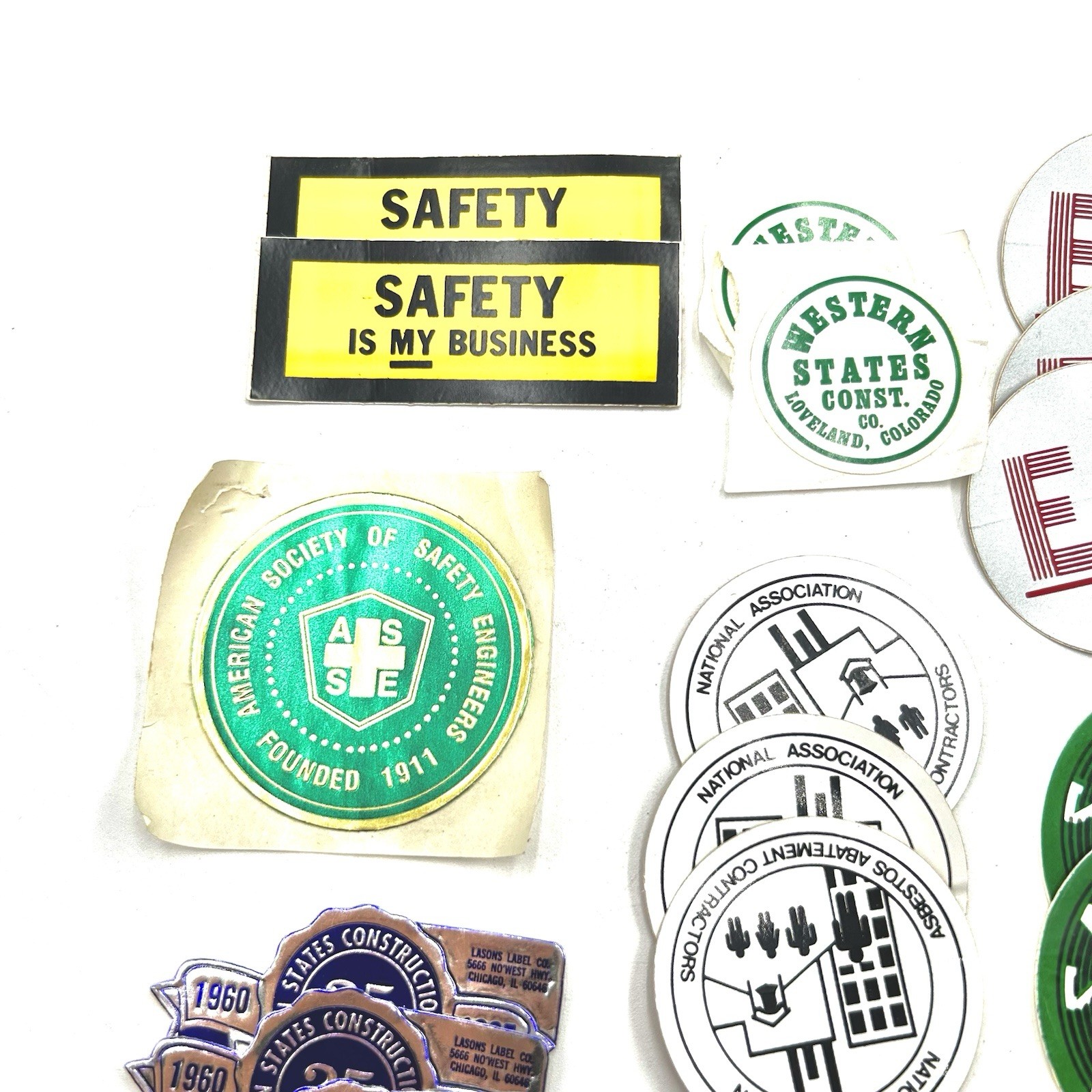 VTG Construction Hard Hat Stickers Lot Western States Safety Army Eng Unused