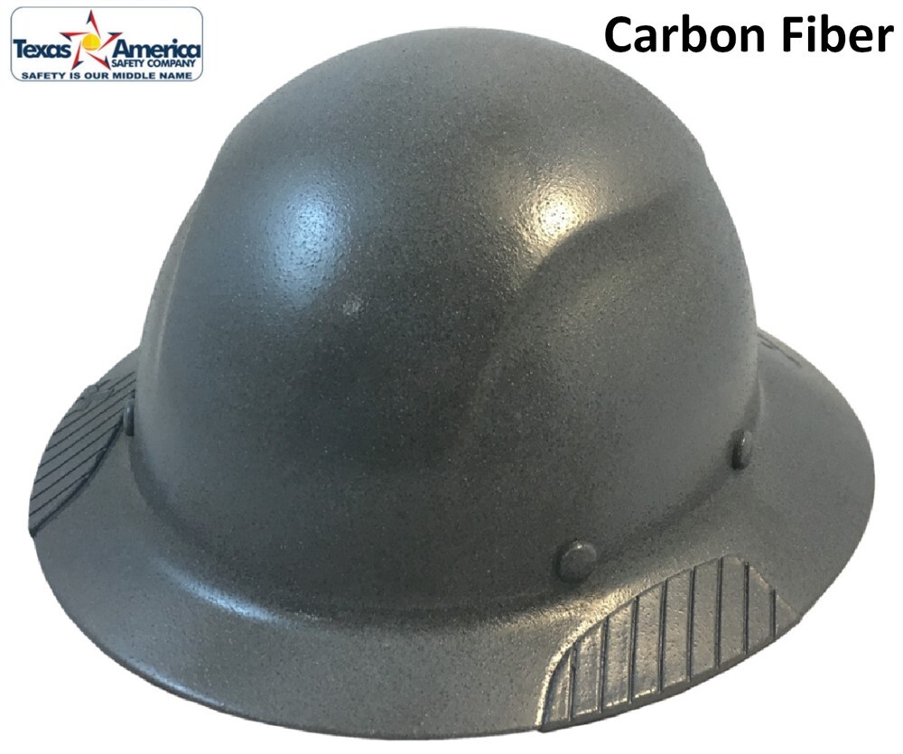 DAX Actual Carbon Fiber Full Brim Lift Safety Hard Hat – Textured Gunmetal Gray