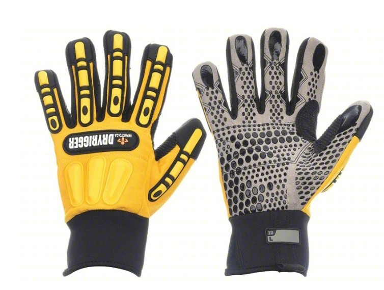 Impacto Wgriggl Anti-Vibration Gloves, L, Black/Yellow, Pr