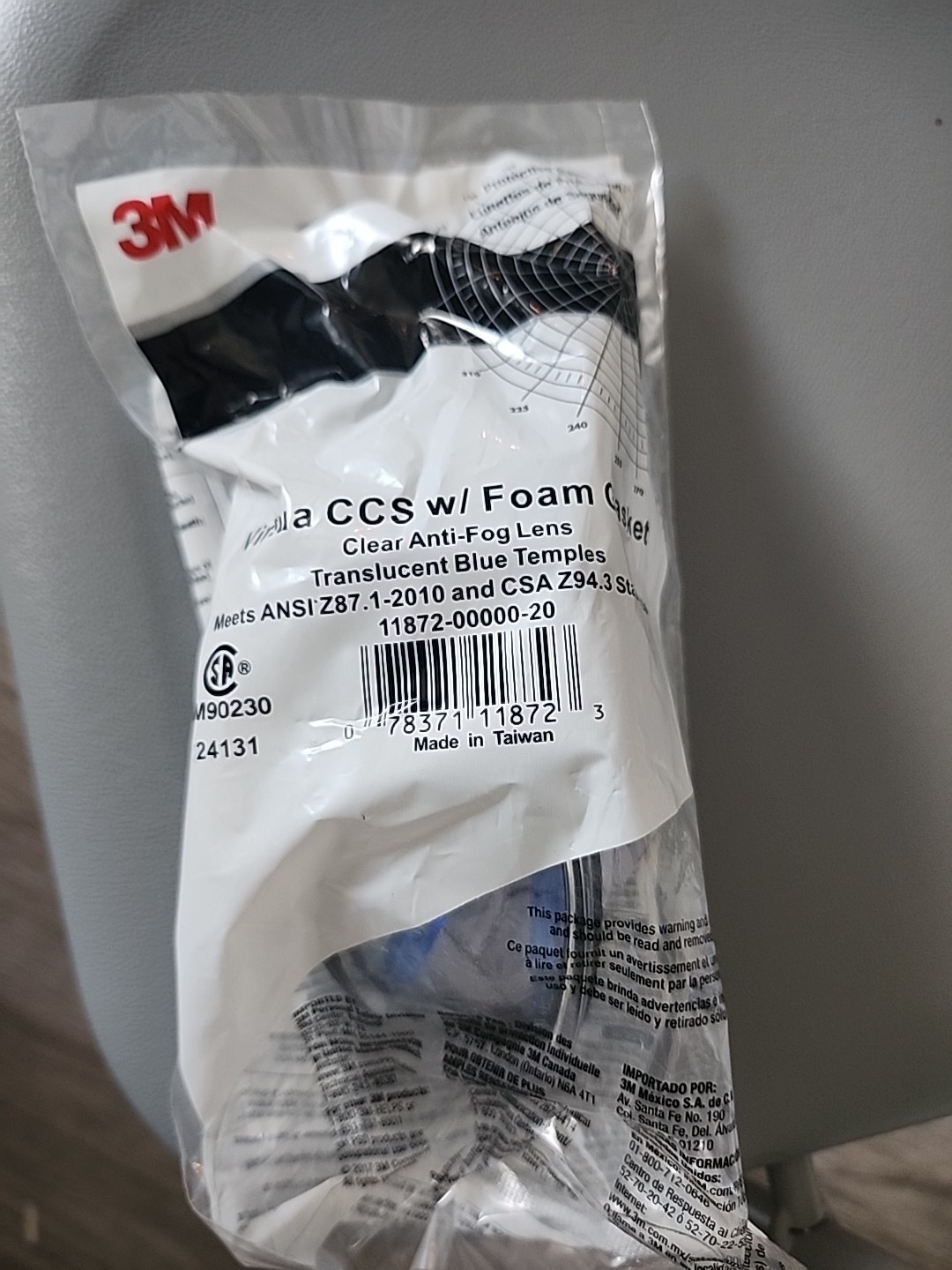 3M Virtua CCS Protective Safety Glasses w/ Foam Gasket Clear Anti-Fog Lens 11872