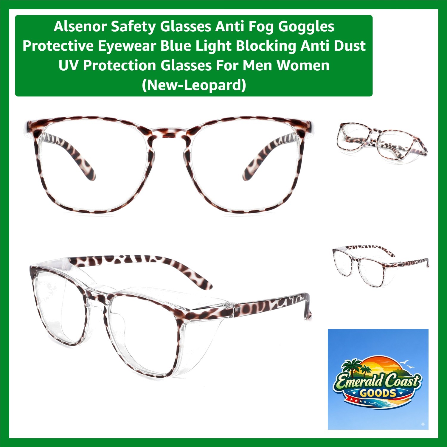 Stylish New-Leopard Safety Glasses with 99% UV Protection & Anti-Fog Coating
