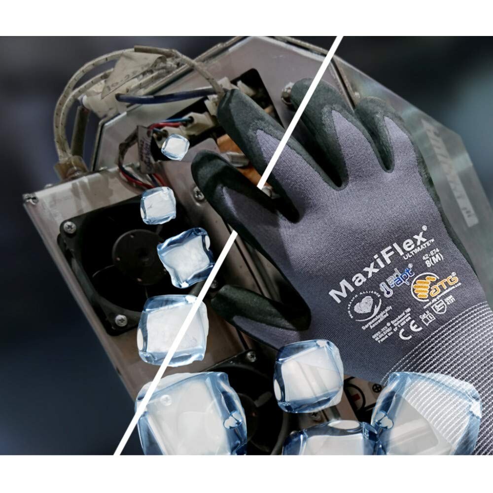Maxi Flex Ultimate 34874 Foam Nitrile Palm Coated Gloves, Gray, Large Pack of 12