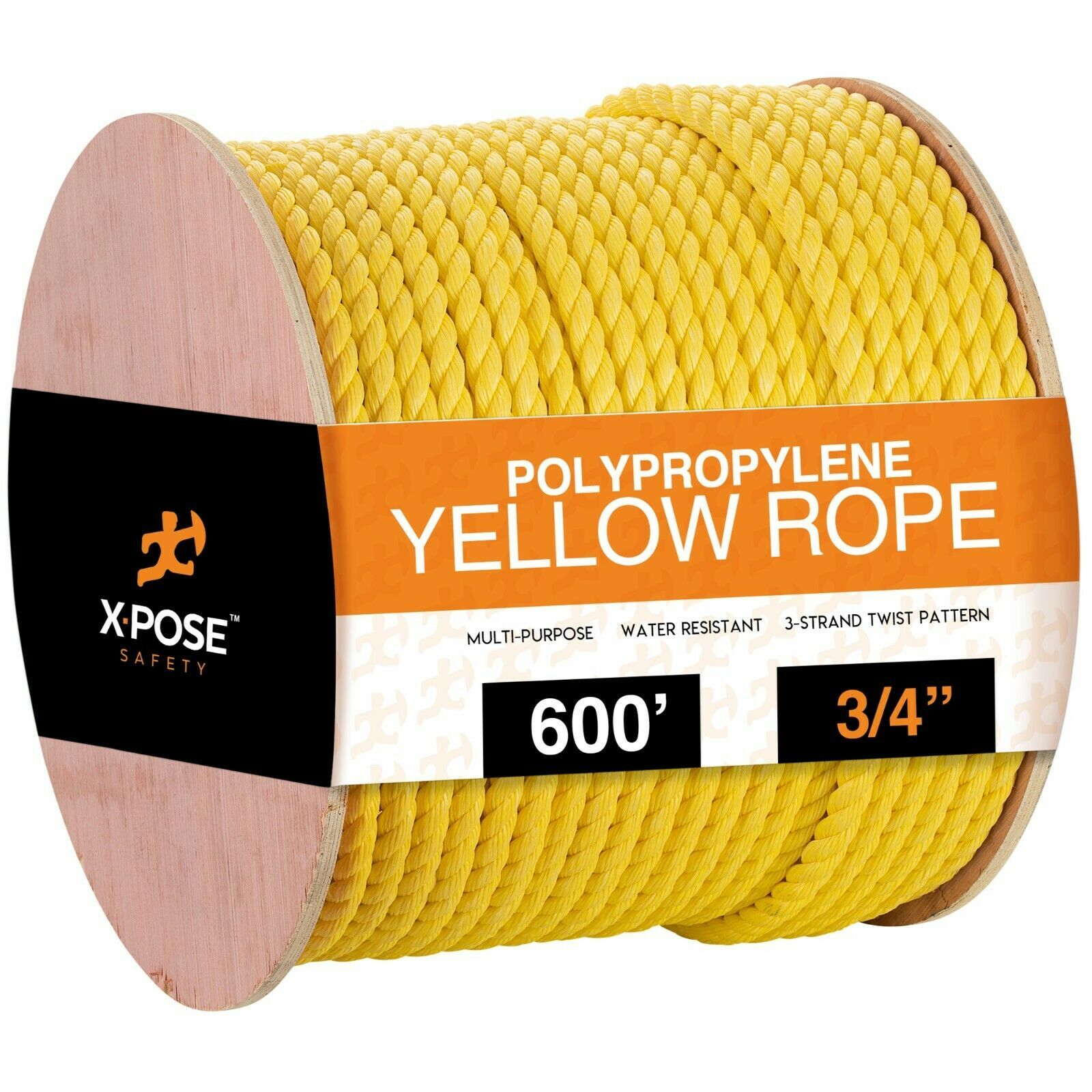 600 ft Twisted Polypropylene Rope – 3/4″ – Yellow Floating Poly Pro Cord