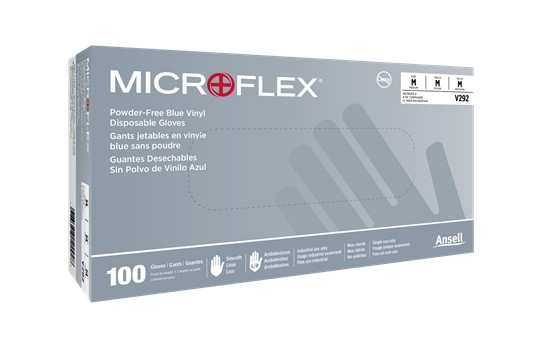 Microflex® V29 Blue Vinyl Gloves, Industrial Grade, Large – #V293