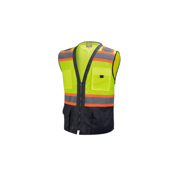 Safety Green Tri Color High Visibility Safety Vest With ID pocket