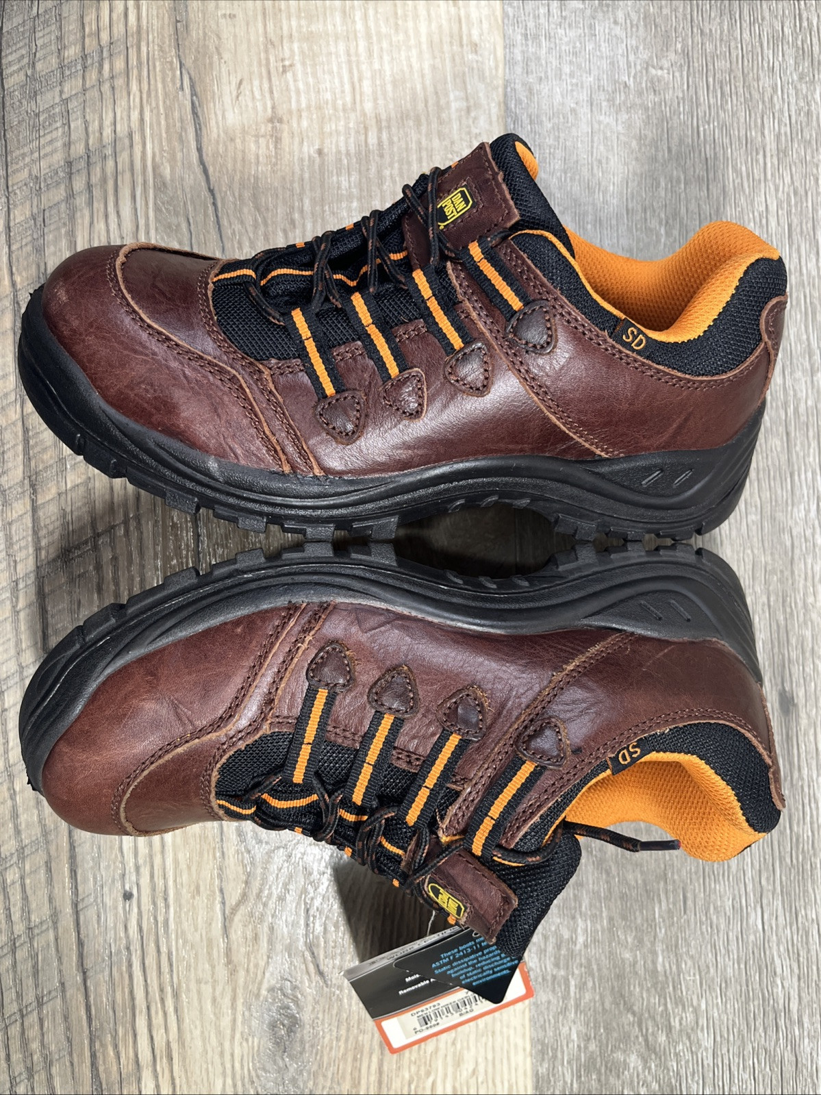 DAN POST Leather Work Shoes Men 7 M Low Hiker Oxblood Brown w/Orange DP63783