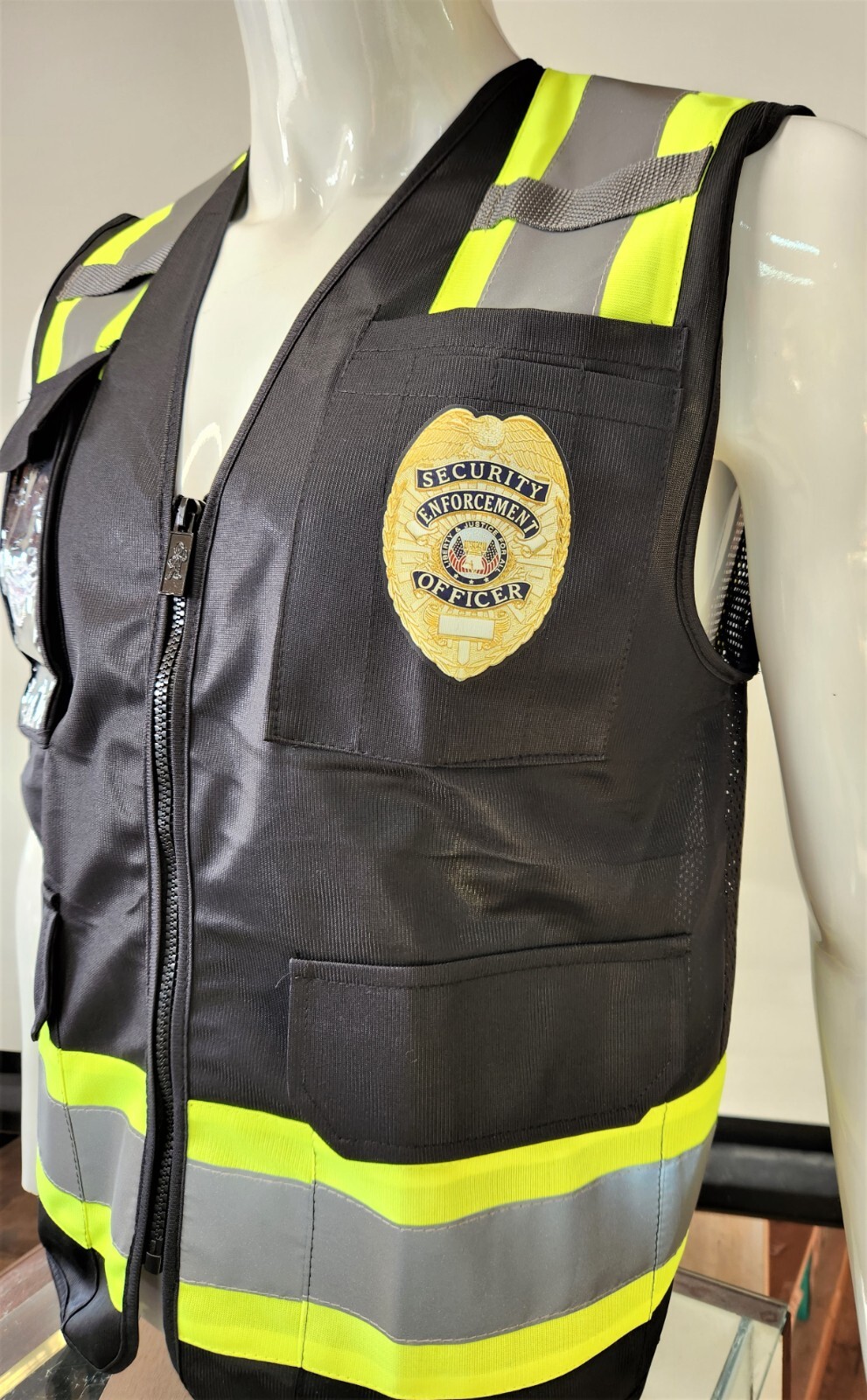 FX Two Tone High Visibility Reflective BLACK Security Safety Vest
