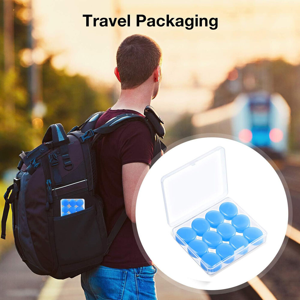 12PCS Reusable Silicone Ear Plugs For Sleeping Study Noise Cancelling Earplugs
