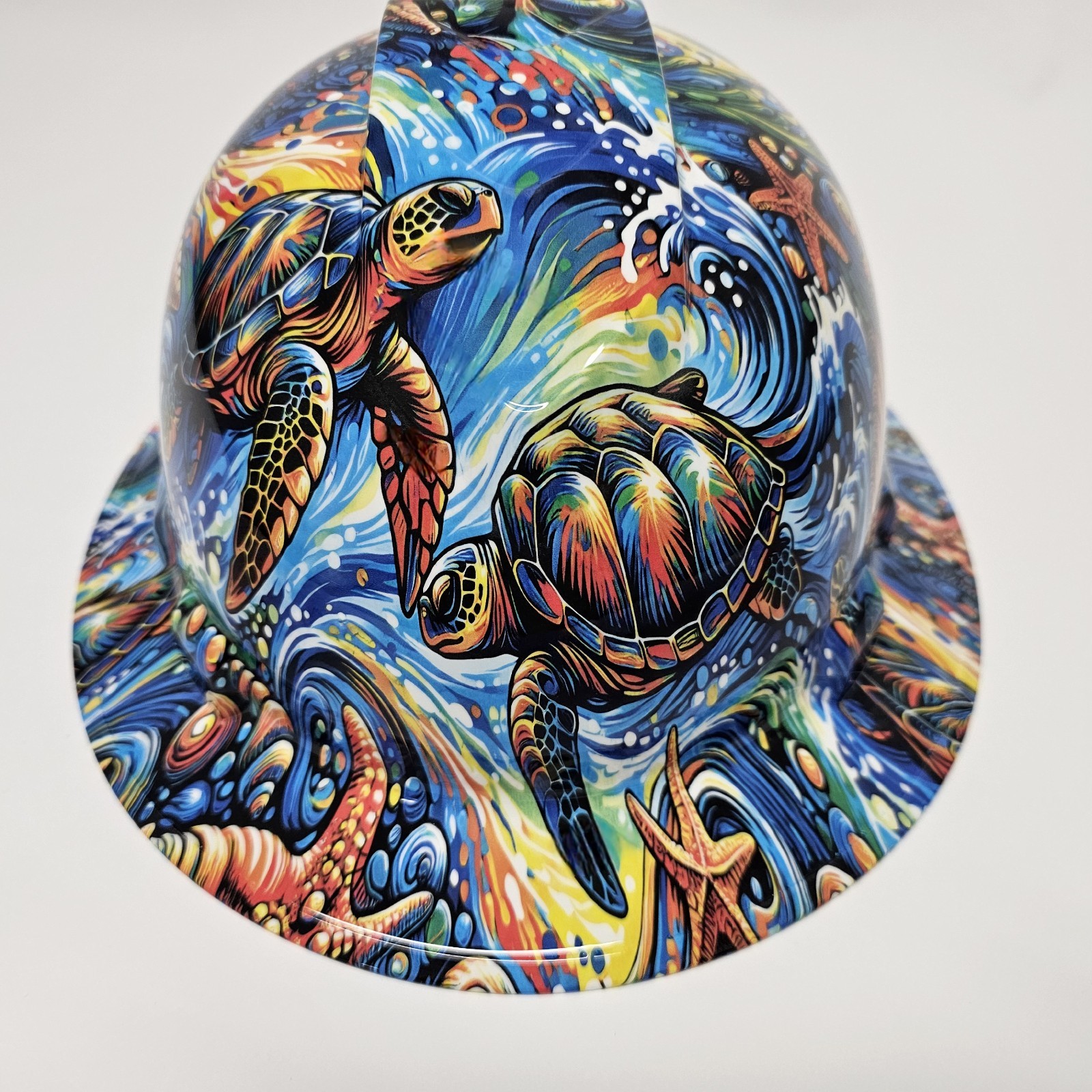 full brim hard hat custom hydro dipped IN UNDERWATER SEA TURTLES OCEAN COLOR NEW