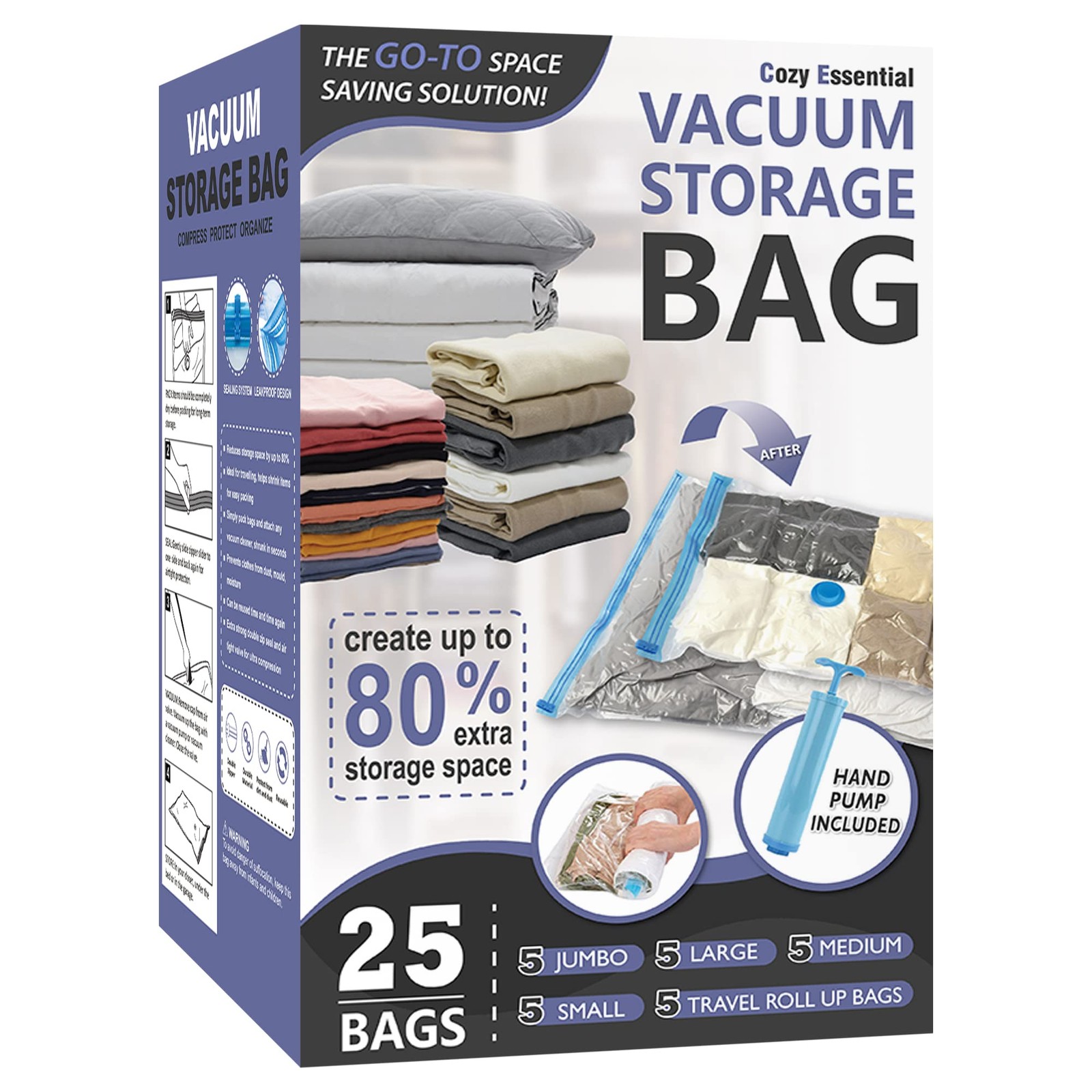 Vacuum Storage Bags Combo 80% Compression Space Saver Cozy Essential