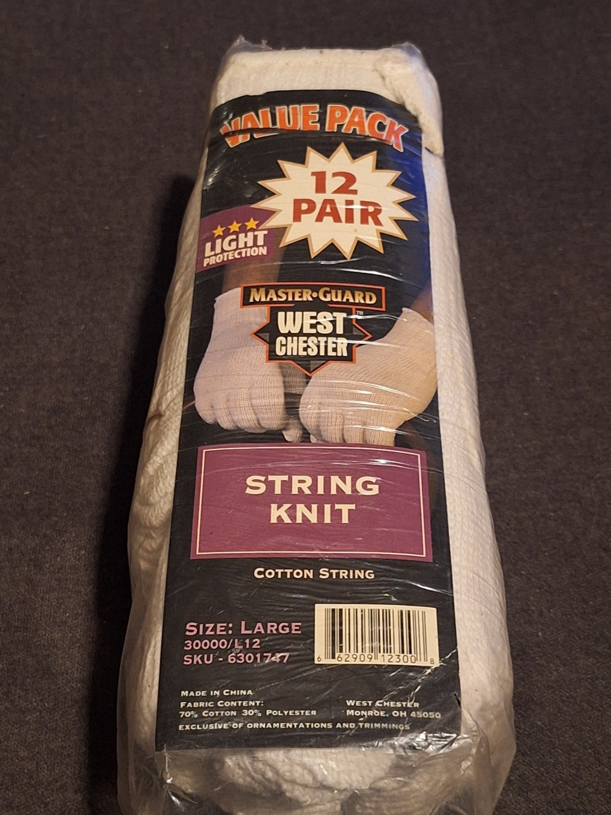 12 PR. WHITE COTTON BLEND STRING KNIT PROTECTIVE WORK GLOVES GLOVE LINERS LARGE