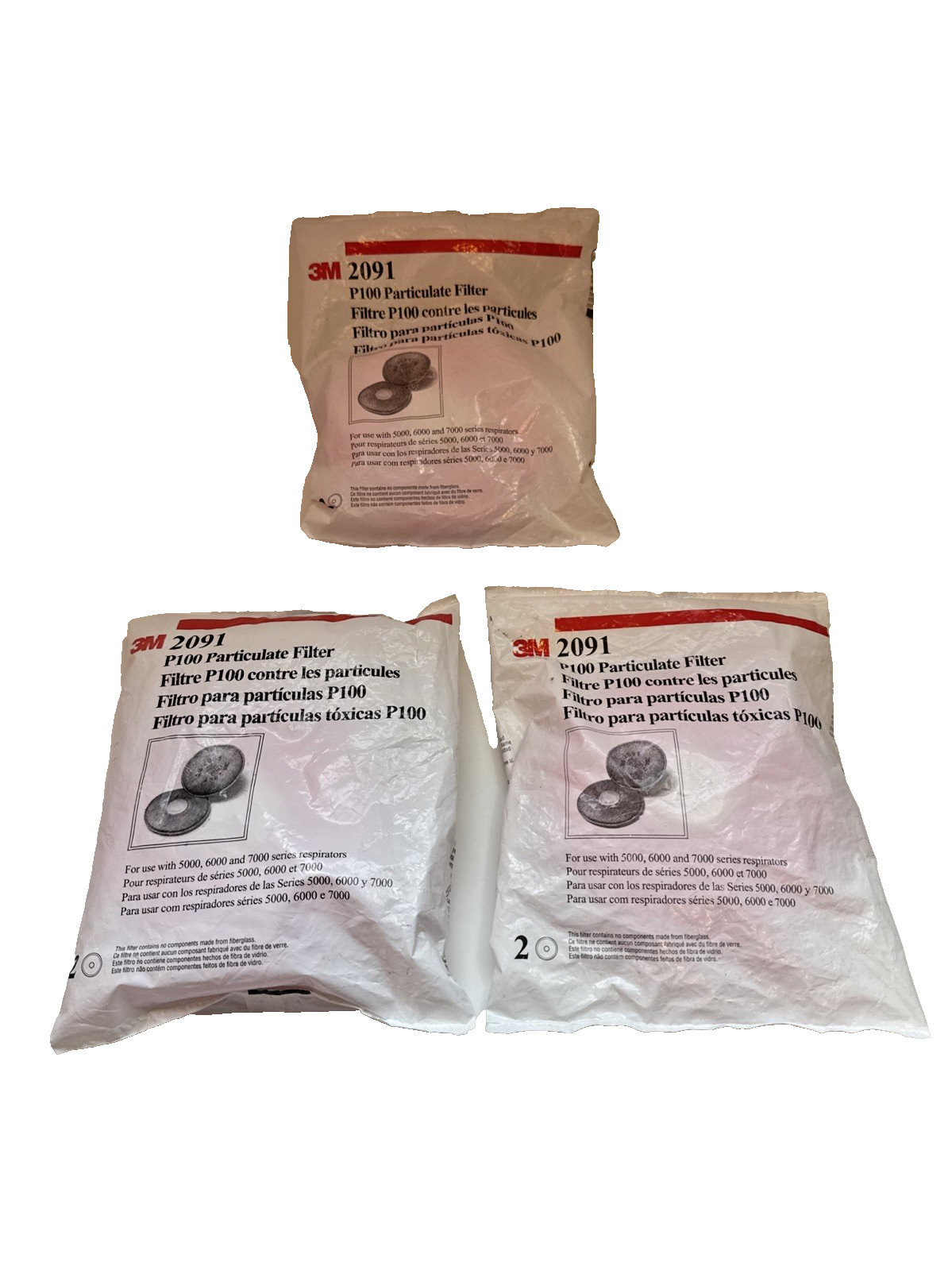 3M 2091 P100 PARTICULATE RESPIRATOR FILTER 3 PACKS OF 2 NOS LOT