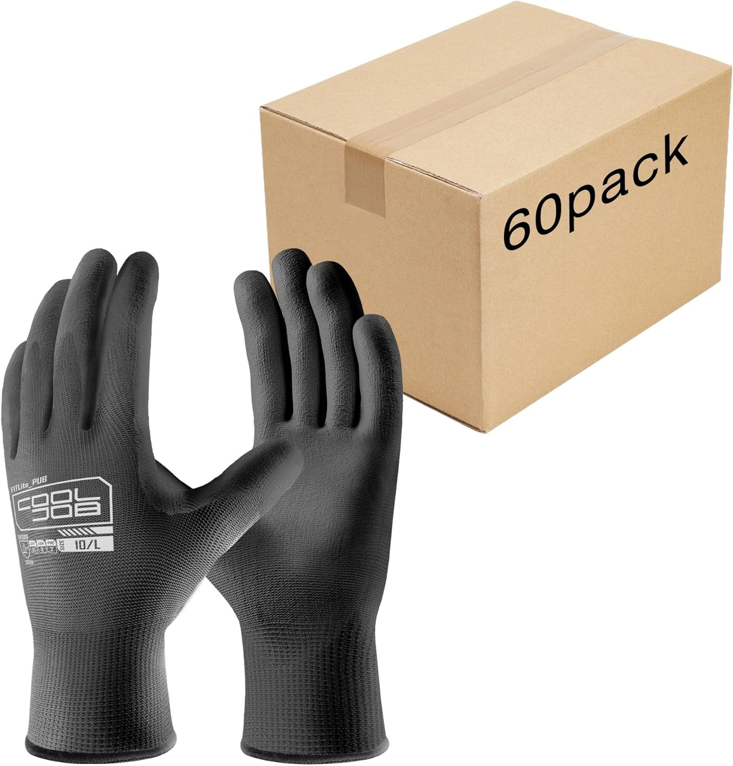 60 Pairs Safety Work Gloves Pack Bulk with Grip PU Coating, 13 Gauge Seamless Kn