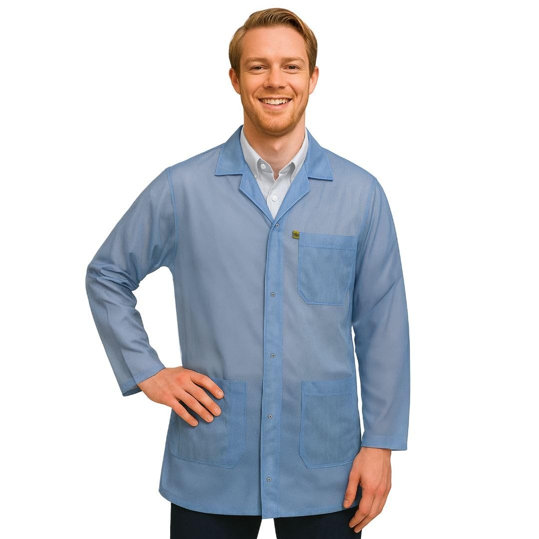 ESD Jacket with Snap Cuff – Level 3 Certified Anti-Static Smock for Men & Wom…