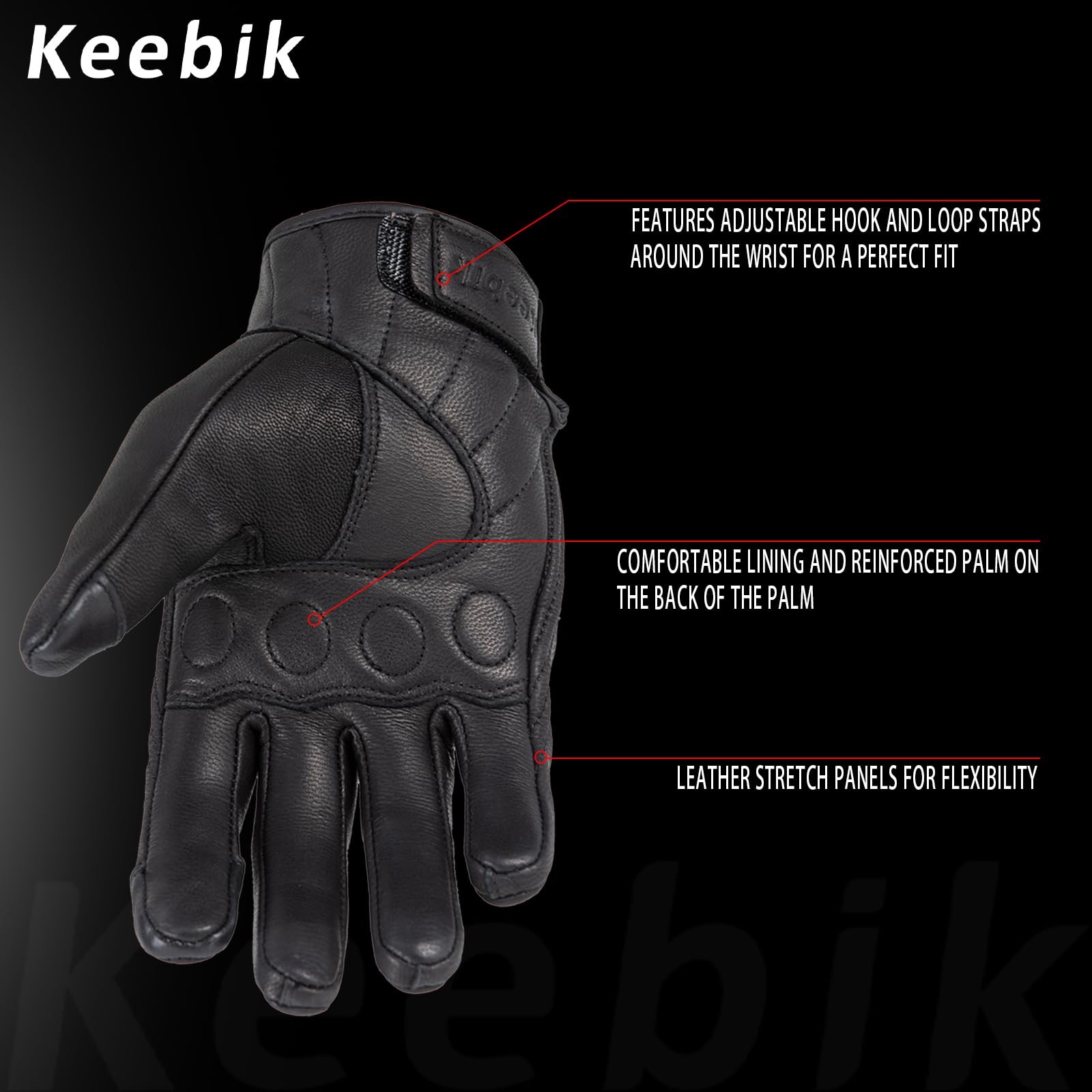 Guantes De Cuero De Cabra Para Motocicleta Con Diseno De Calavera 12V Pro