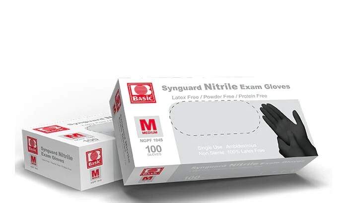 BLACK NITRILE GLOVES 5mil 100pcs MEDIUM Food Service, Medical, Industrial