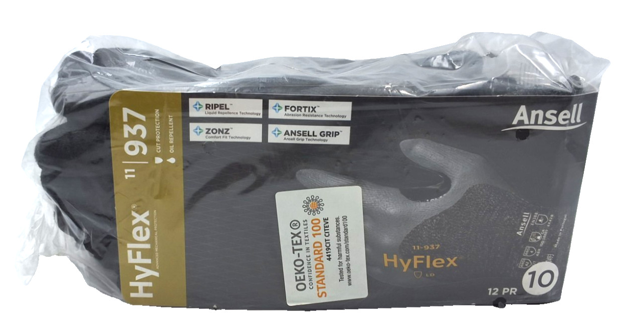 Ansell HyFlex 11-937 A2 Cut Resistant Nitrile Gloves Size 11 XXL 12 Pair NEW