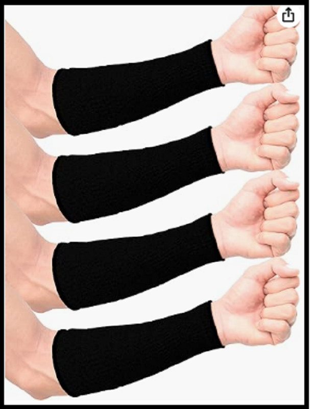 2 Pairs Cut Resistant Sleeves Bite-Proof Arm Protectors 22 cm, Black