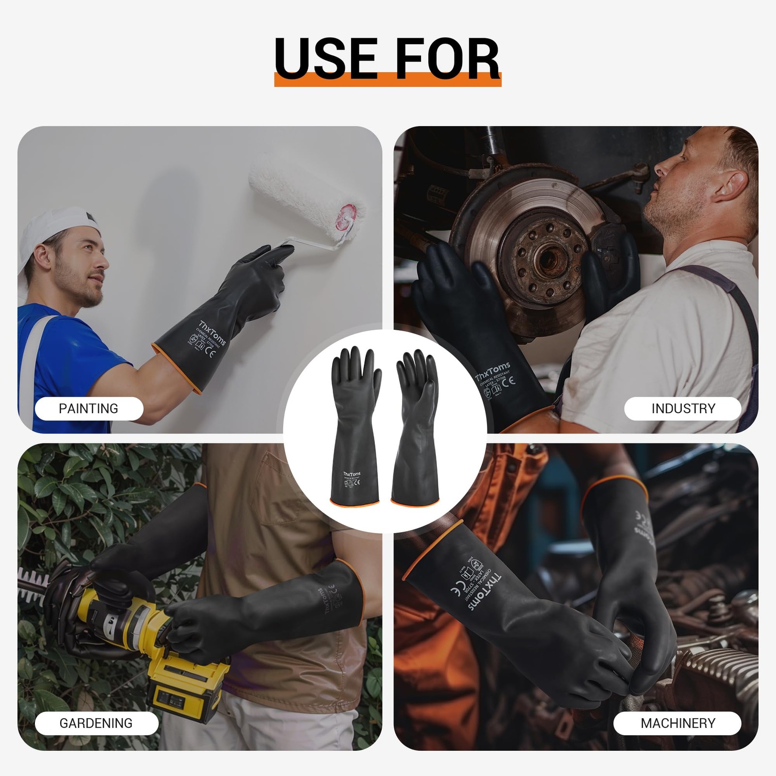 Chemical Resistant Gloves,Long Heavy Duty Gloves,Puncture Resistant, Resist A.