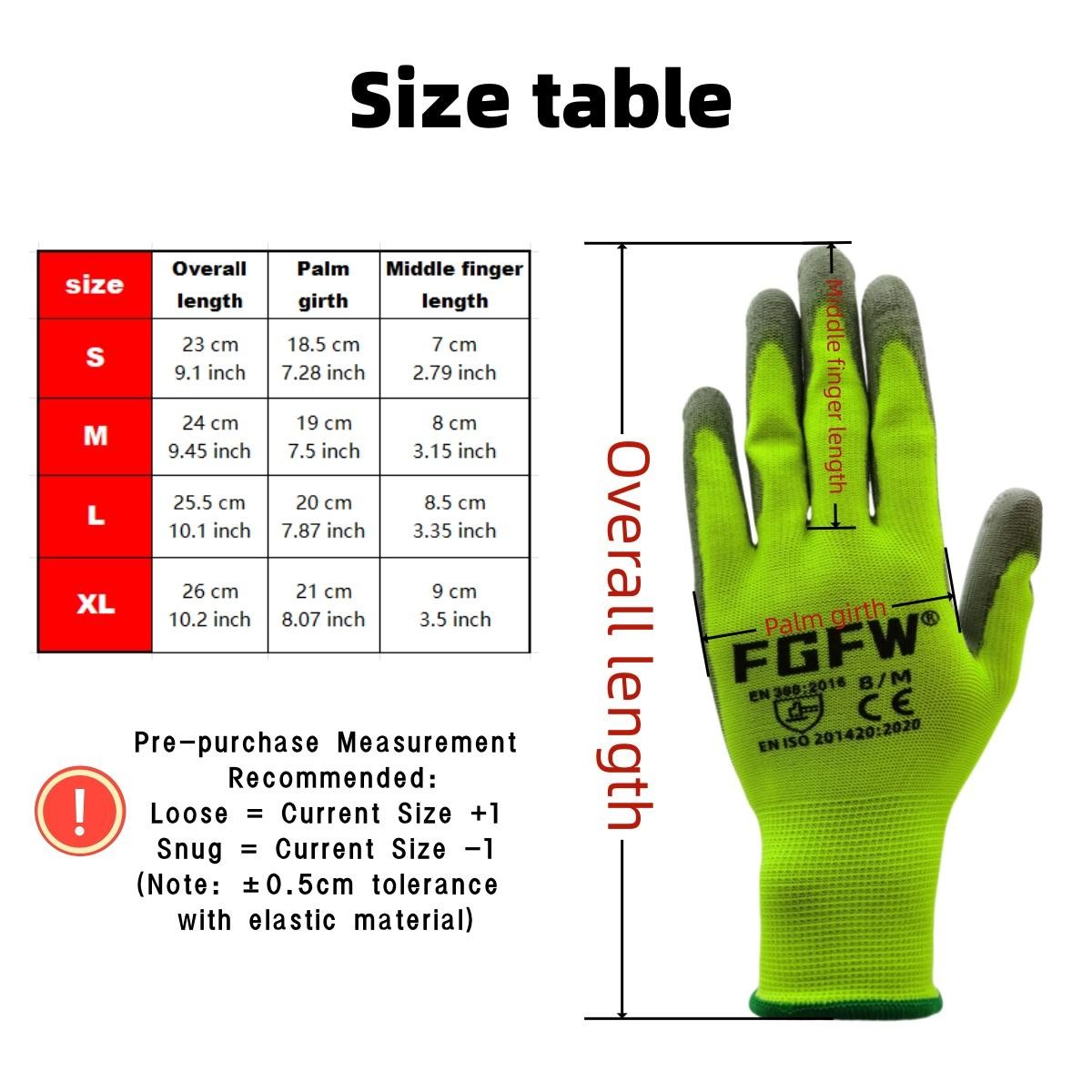 10 Pairs PU Coated Work Gloves Lightweight Durable Safety Gloves EN 388 ISO Pack
