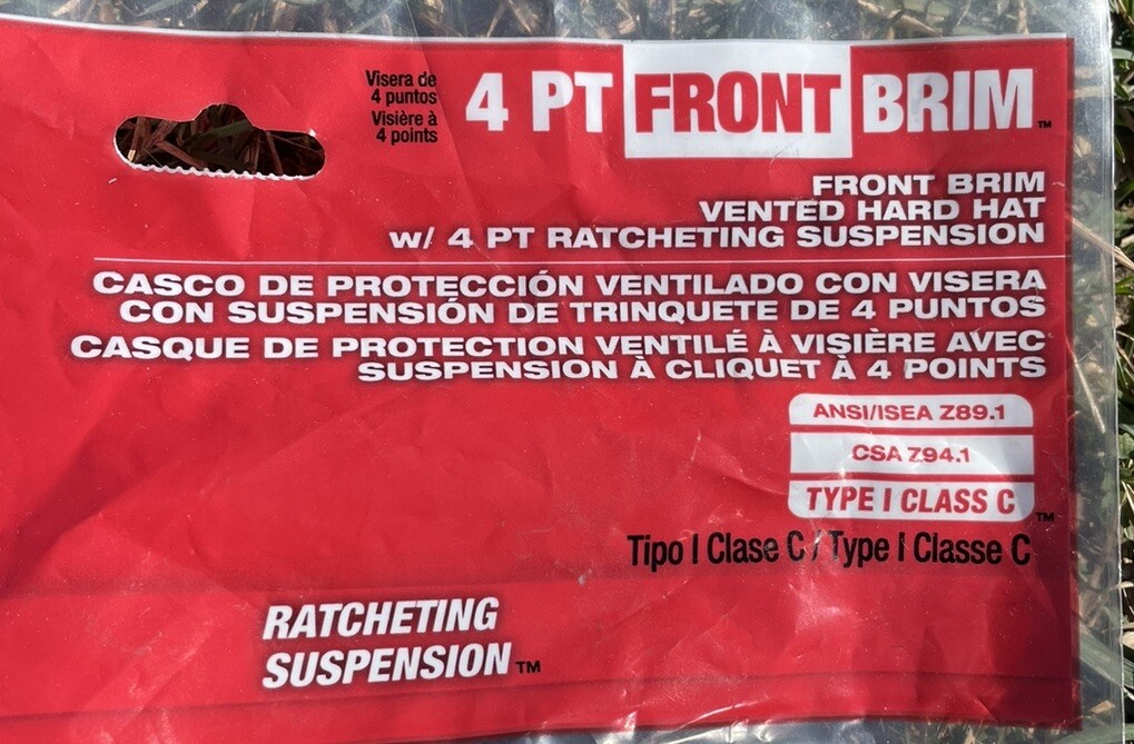 BOLT Blue Type 1 Class C Front Brim Vented Hard Hat with 4-Point Ratcheting Sus