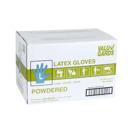 VALUGARDS 304750133 Valugards P, Disposable Gloves, Latex, Powdered, L, 1000