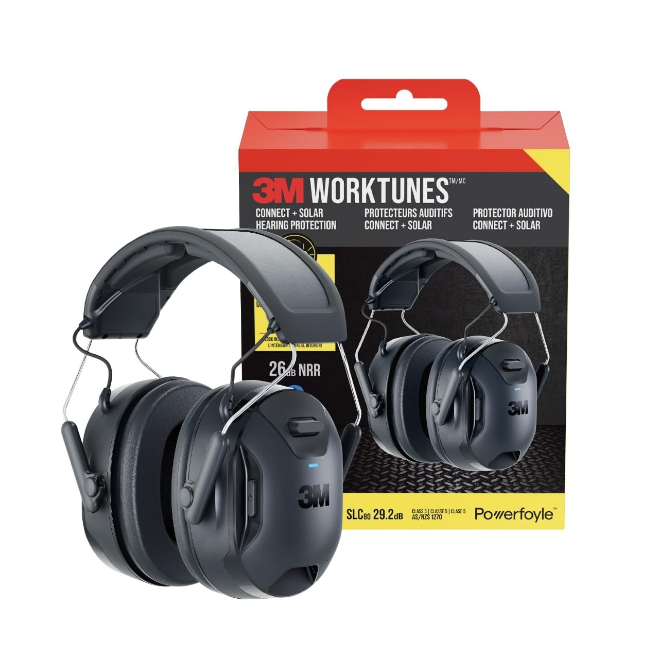 3M WorkTunes Connect + Solar Wireless Hearing Protector with Bluetooth Technolog