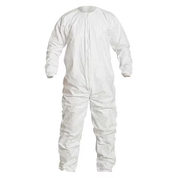 Dupont Bound Neck. Dolman Sleeve Design. Zipper Closure. White. LG