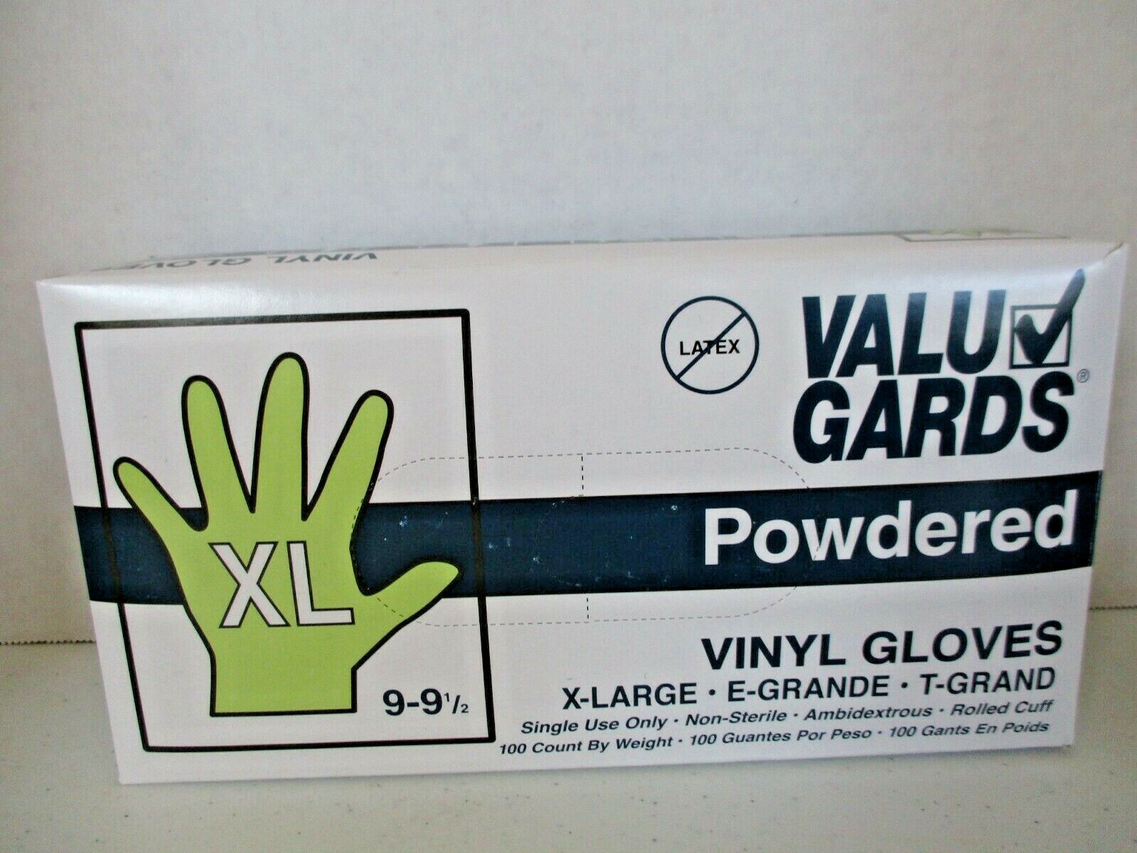 Valu Gards Vinyl Gloves, Single Use, Powdered, Latex Free, Size XL Disposal