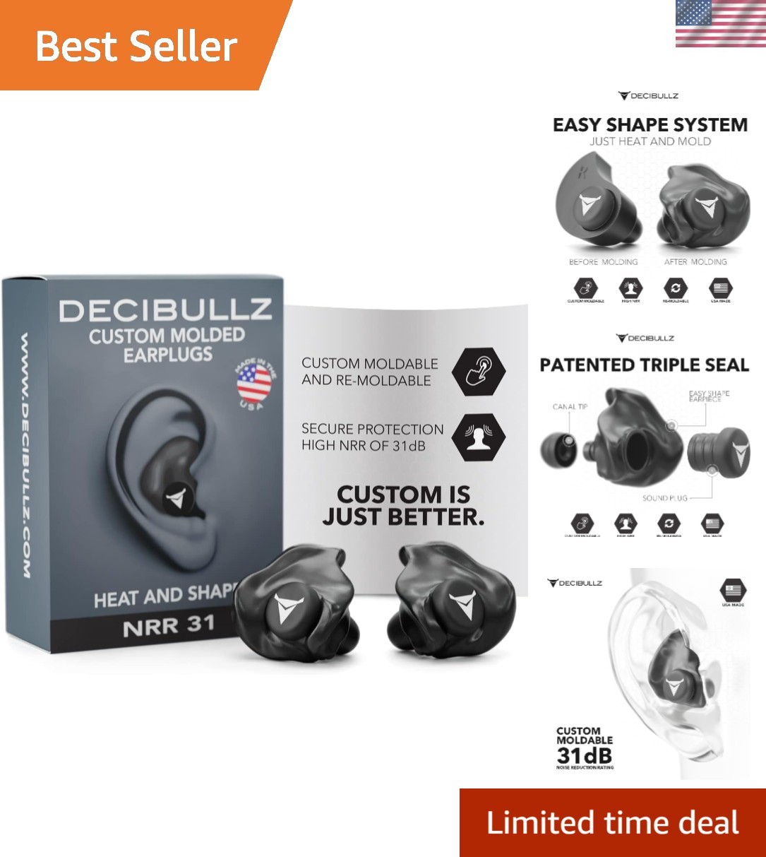 Decibullz Custom Molded Earplugs, 31dB NRR – Ultimate Comfort & Noise Protection