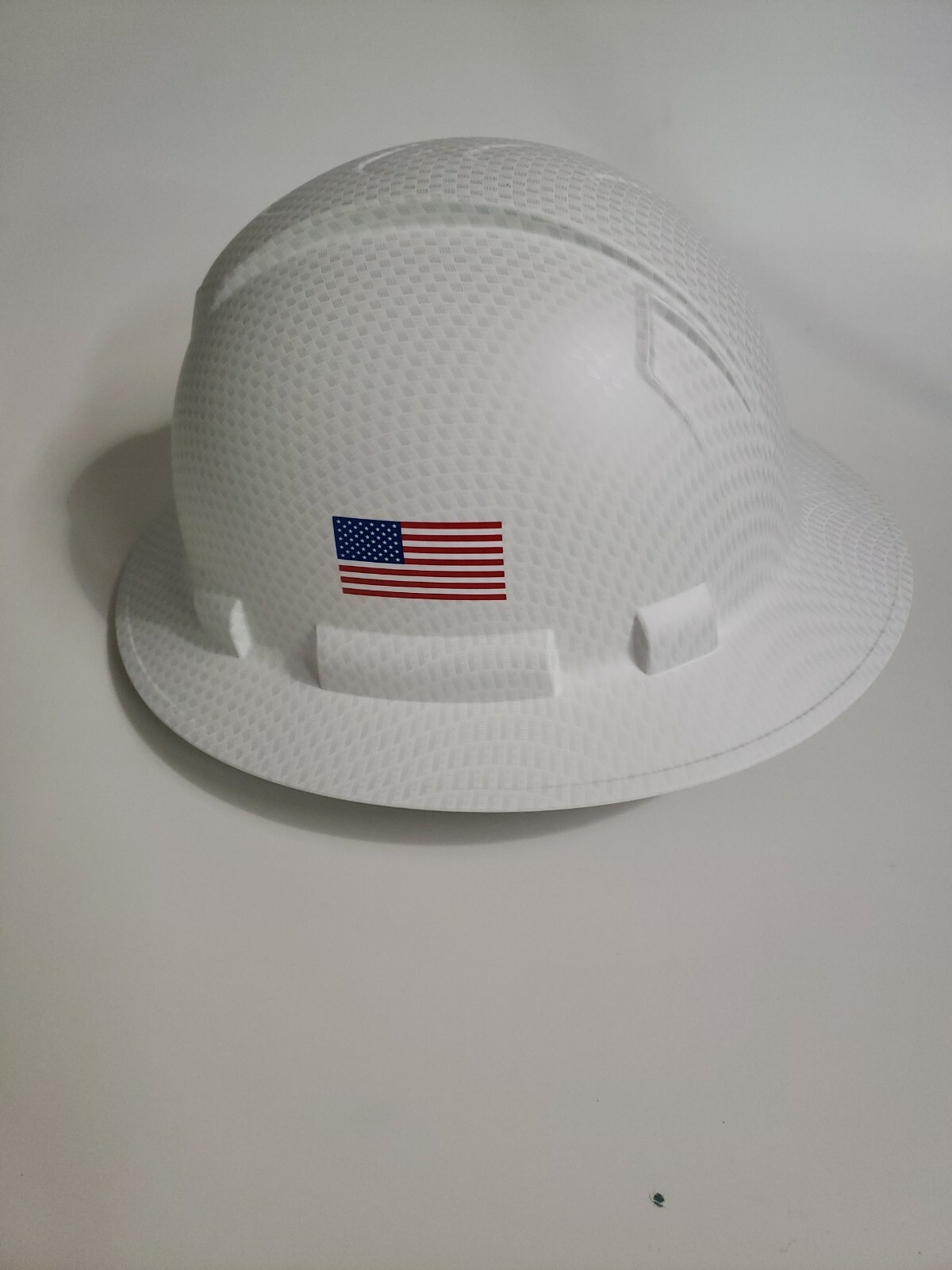 Pyramex White Matte Graphite Full Brim Hard Hat W/ American Flag HP54116-BAF
