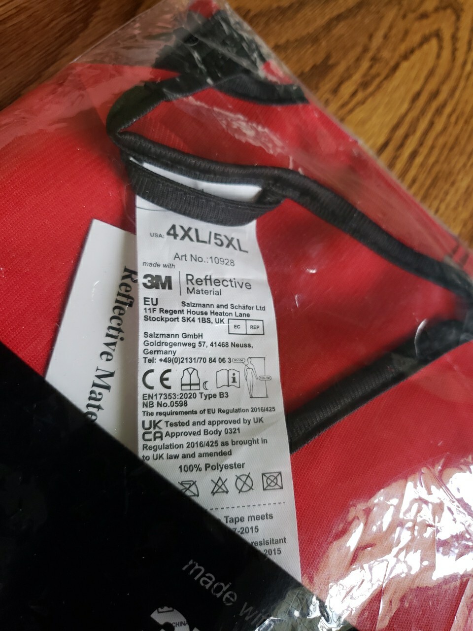 Salzmann 3M Red Safety Vest Multi-Pocket High Visibility Reflective Mens 4XL/5XL