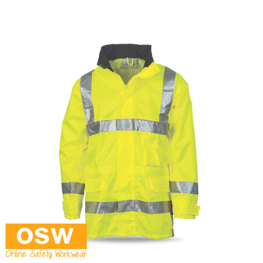 HiVis D/N Breathable Orange, Yellow Rain Jacket Waterproofwith 3m R/Tape 3871