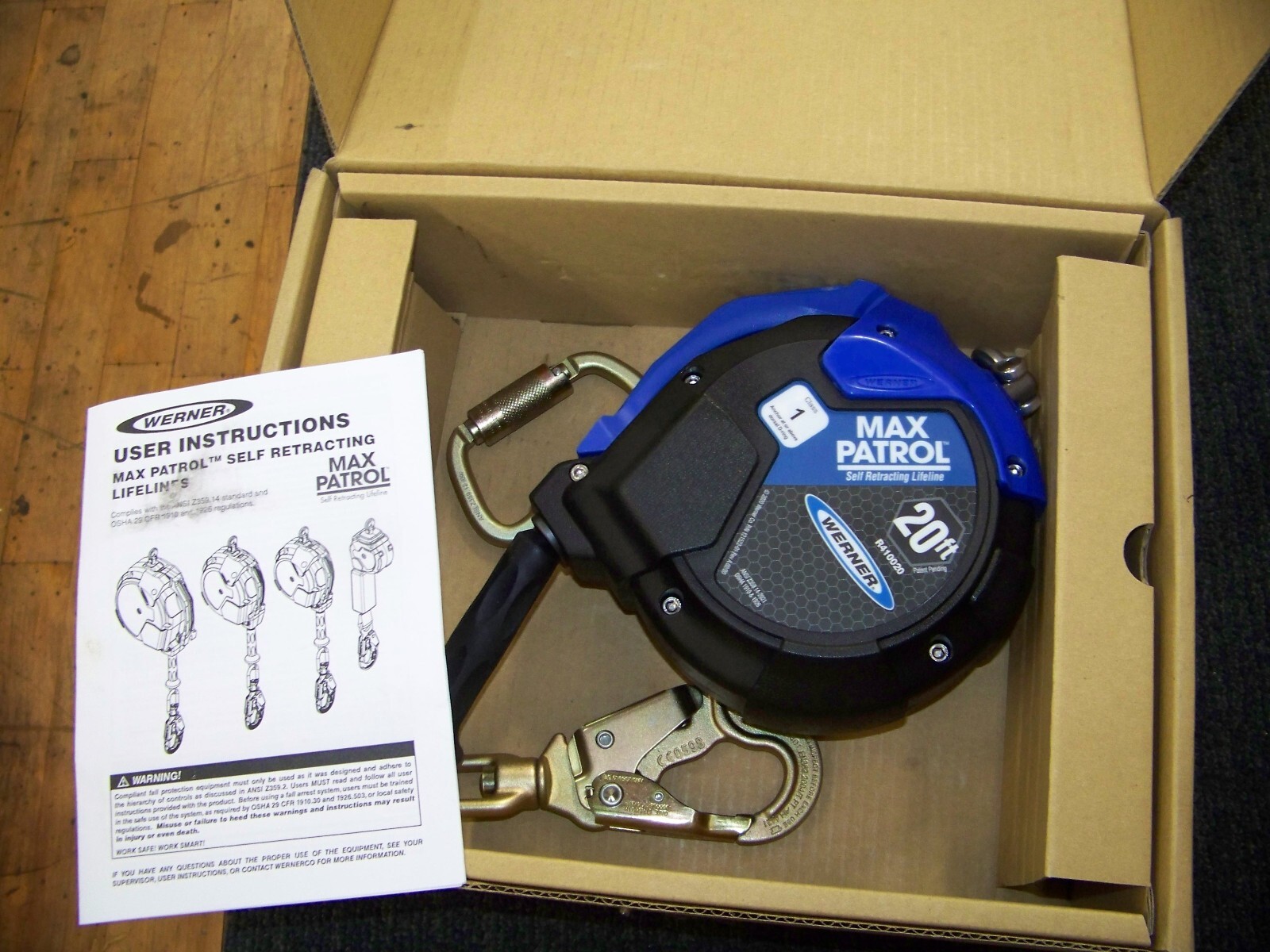 Werner Max Patrol Self Retracting Lifeline 20′ Class 1 R410020 New