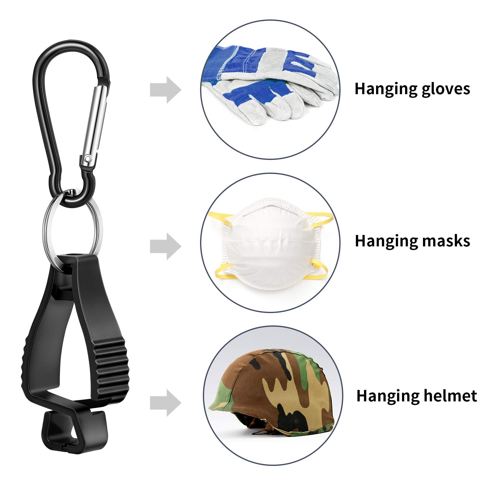 6 Pcs Glove Clips for Work Glove Holder, Black