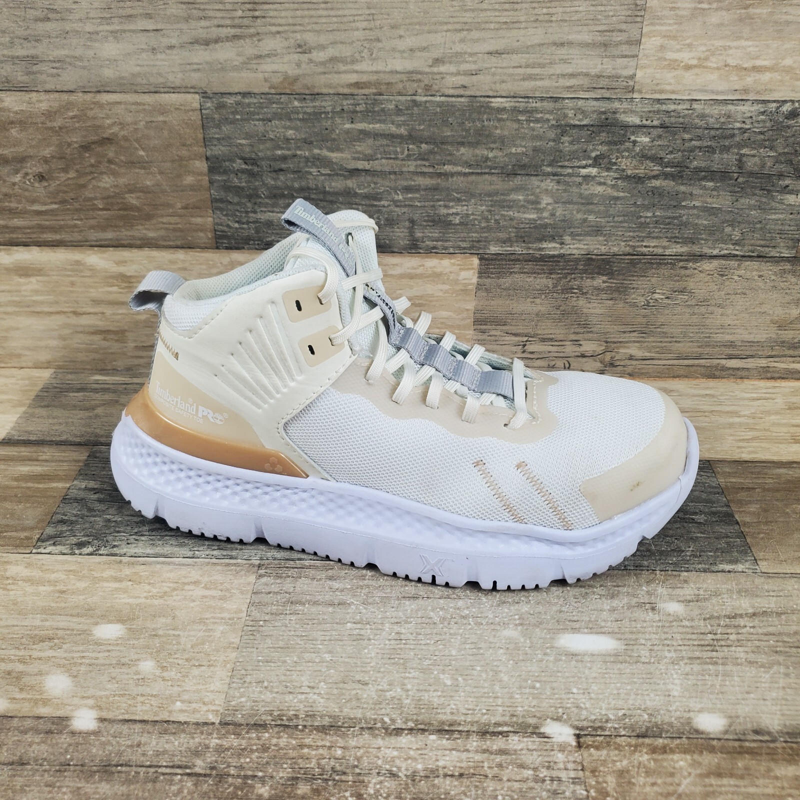 Timberland PRO Setra Mid Womens Work Shoes Sz 6.5 M Champagne Safety Toe Sneaker