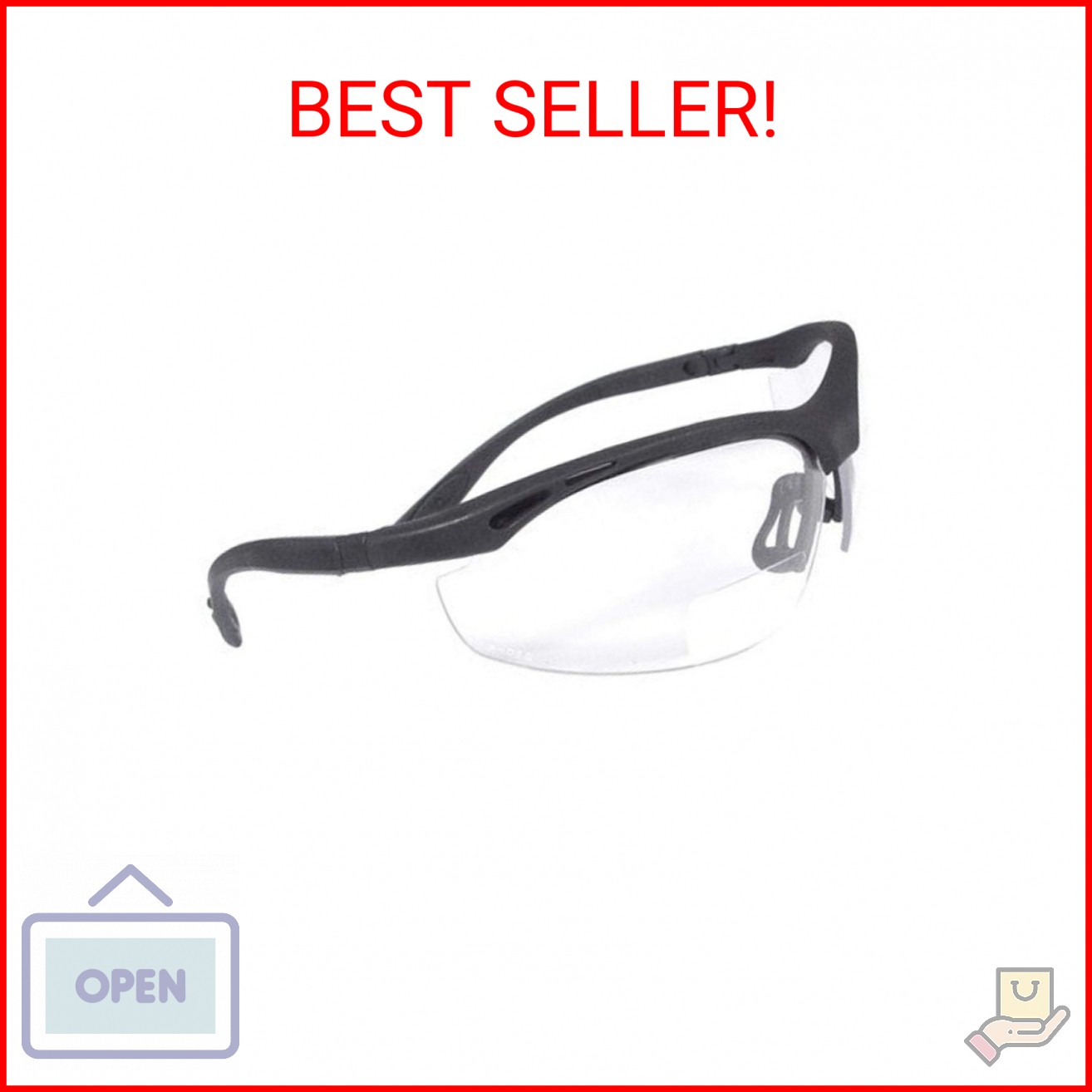 Radians CH1-125 Cheaters Nylon Frame Reading Safety Glasses with Clear 2.5 Lens